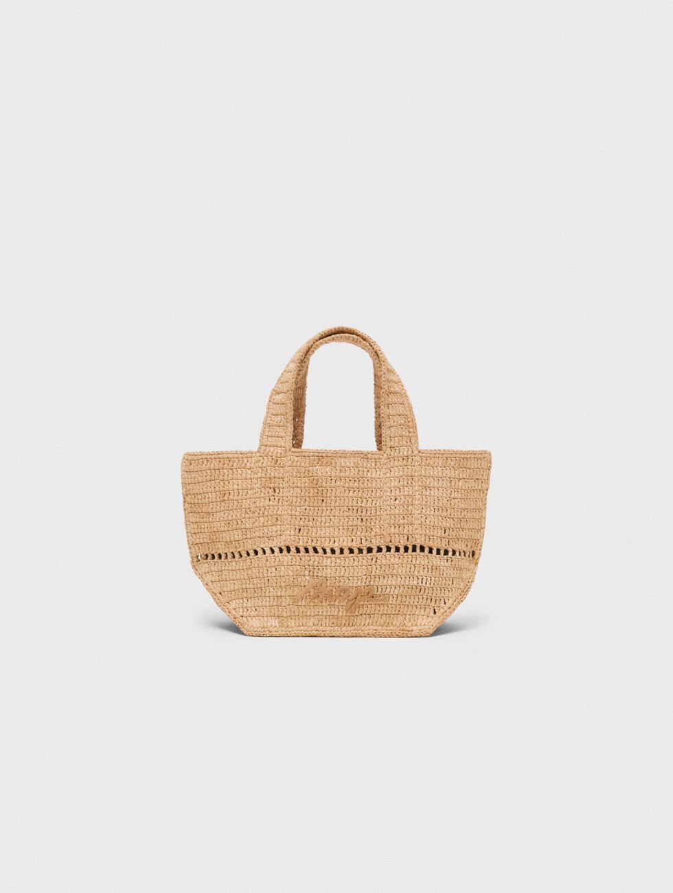 Natural raffia mini shopping bag