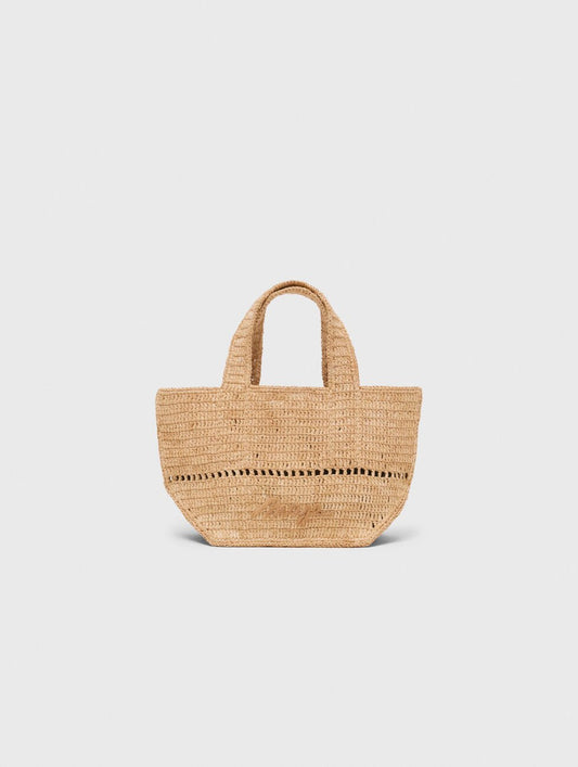 Natural raffia mini shopping bag
