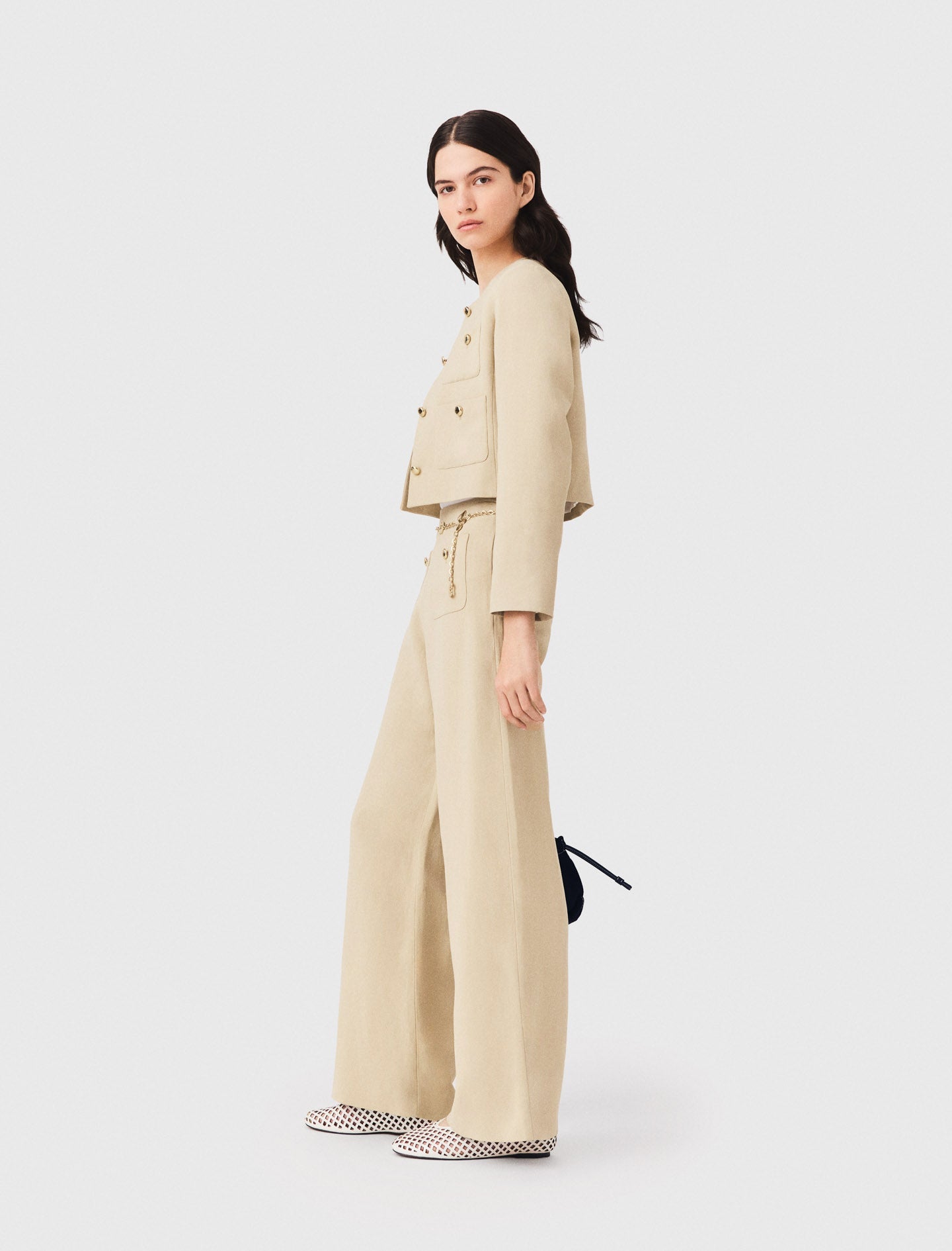 Linen blend suit trousers Beige