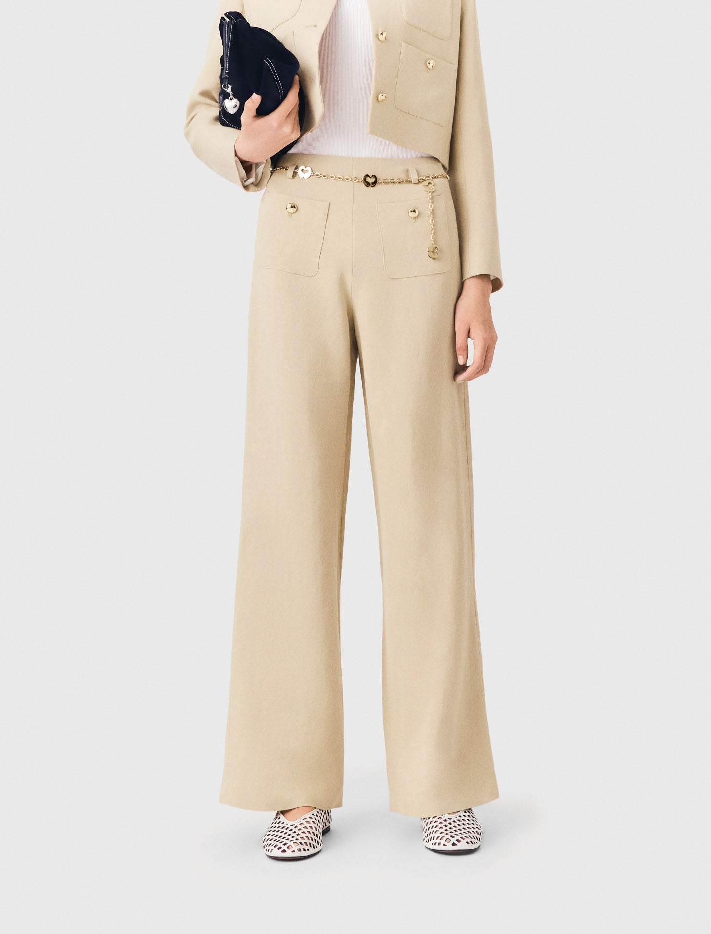 Linen blend suit trousers Beige