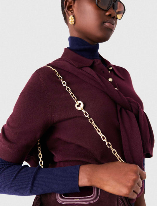 Short metal chain shoulder strap Gold