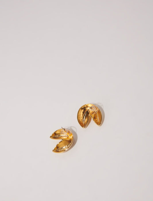 Gold  -Fortune cookie earrings