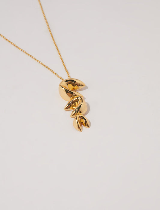 Gold  -Long fortune cookie necklace