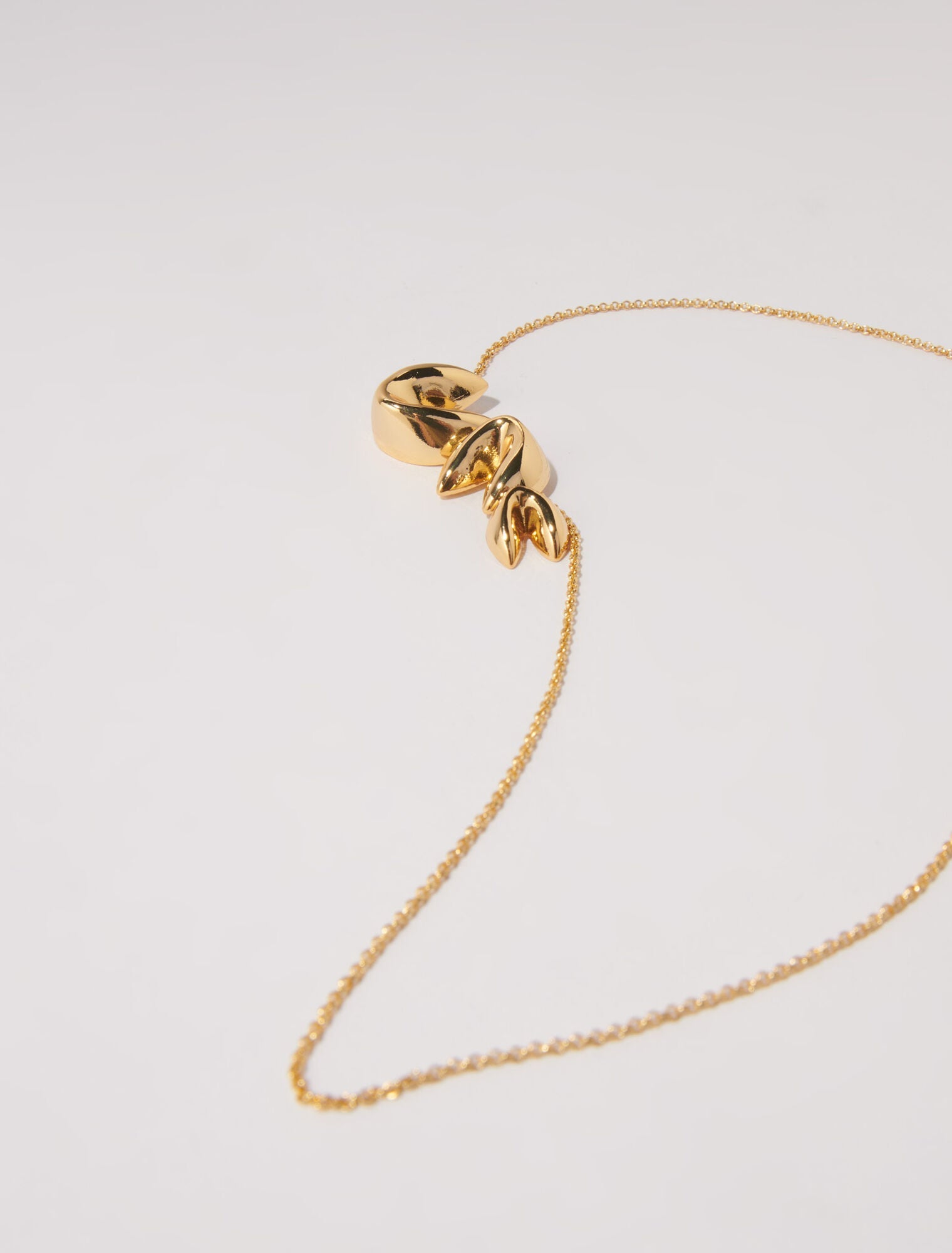 Gold  -Long fortune cookie necklace