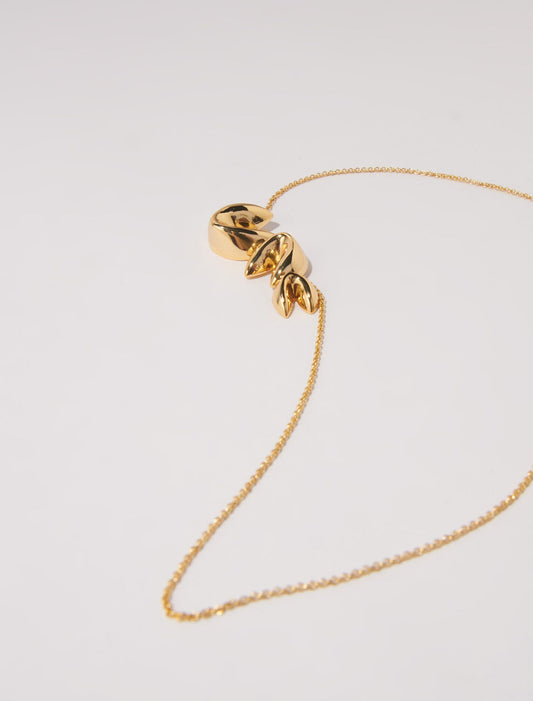 Gold  -Long fortune cookie necklace
