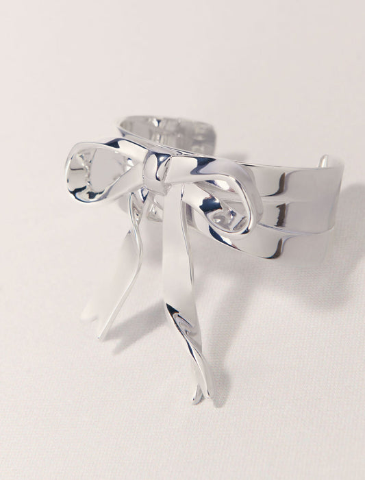 Silver-Silver bow cuff