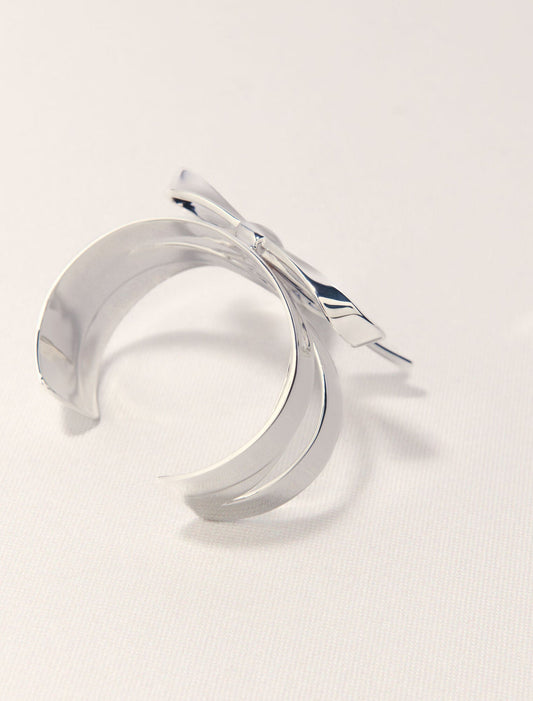 Silver-Silver bow cuff