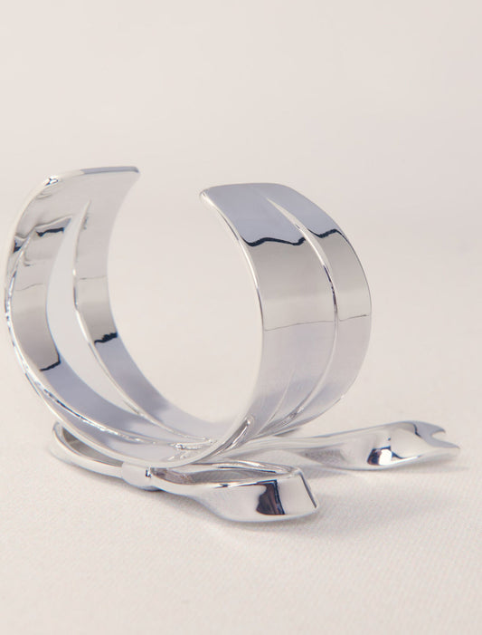 Silver-Silver bow cuff