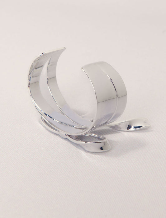 Silver-Silver bow cuff