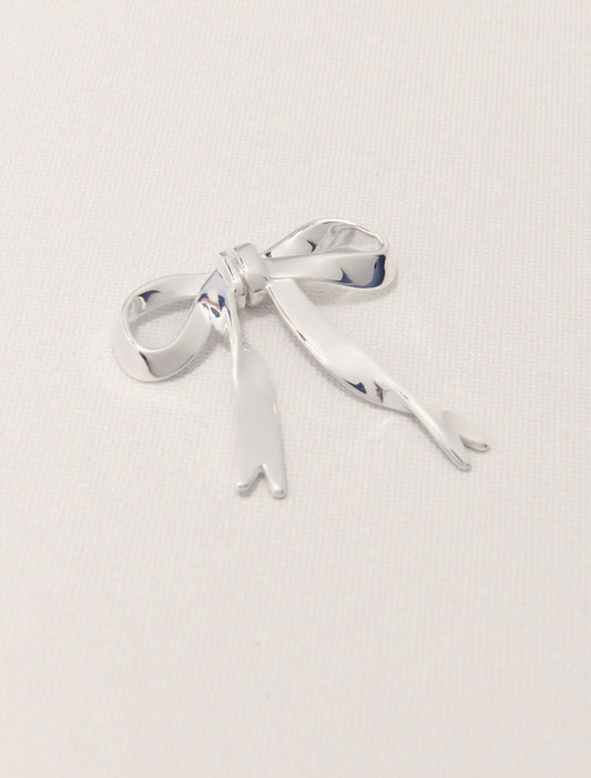 Silver-Silver bow earring