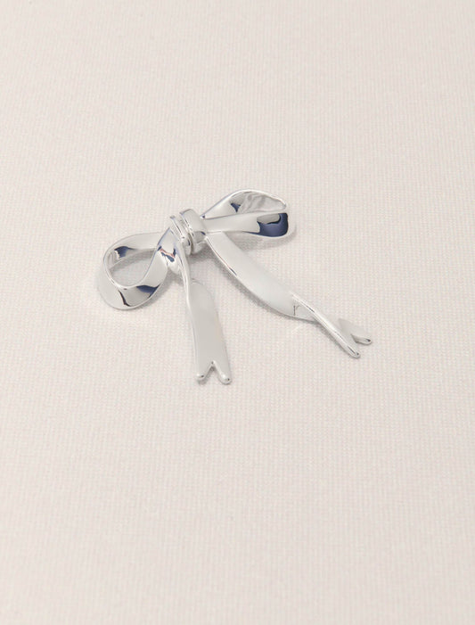 Silver-Silver bow earring