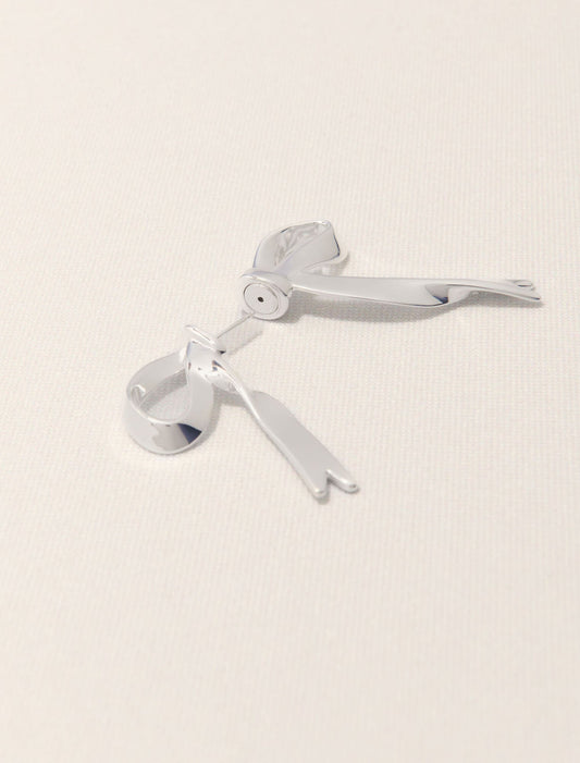 Silver-Silver bow earring