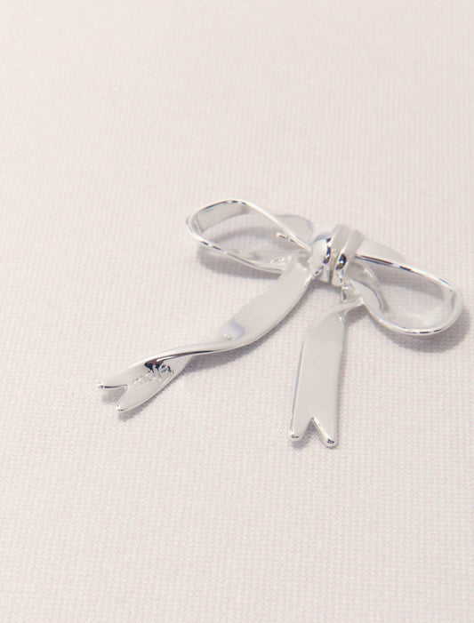 Silver-Silver bow earring