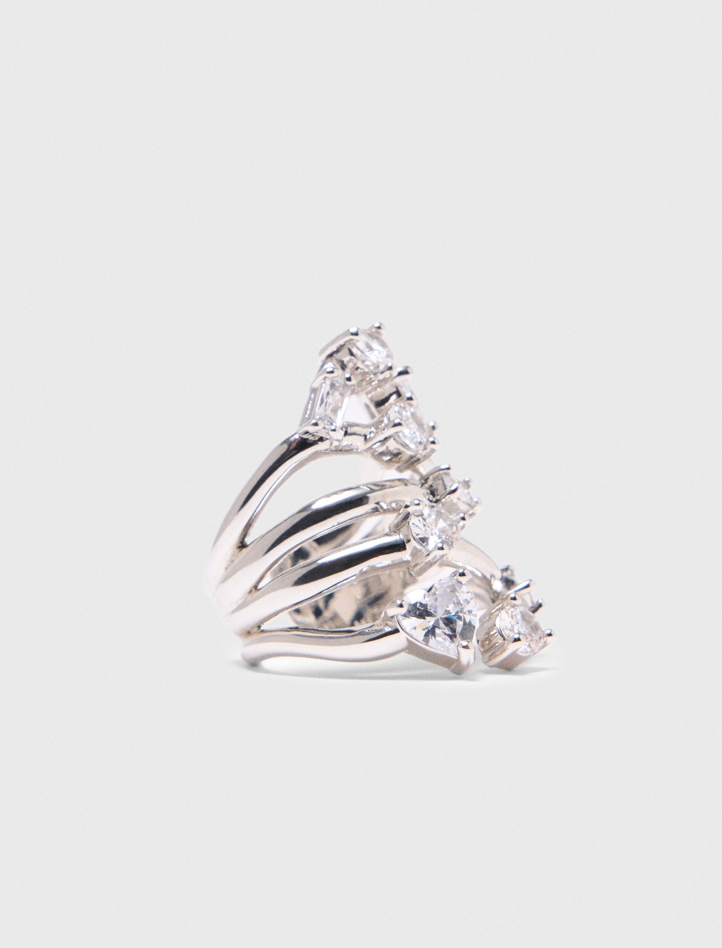 Rhinestone multi-row ring Crystal