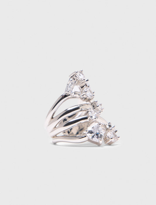 Rhinestone multi-row ring Crystal