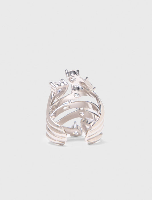 Rhinestone multi-row ring Crystal