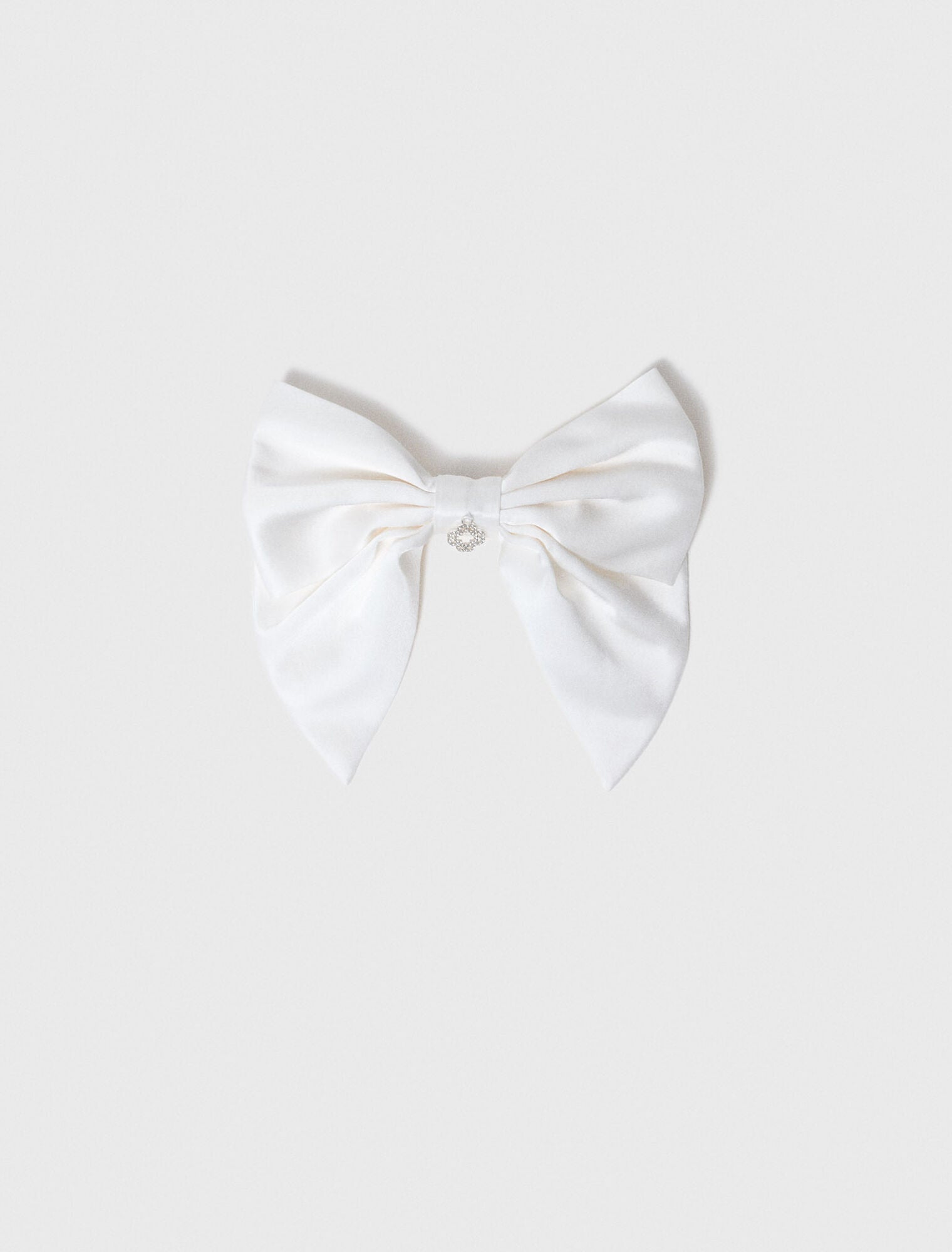 Satin-Effect Bow Barrette White