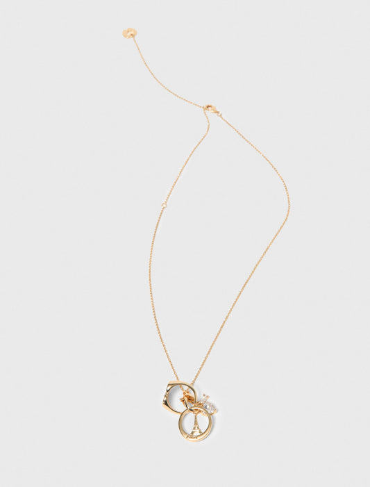 Goldtone Necklace With Ring Details Gold
