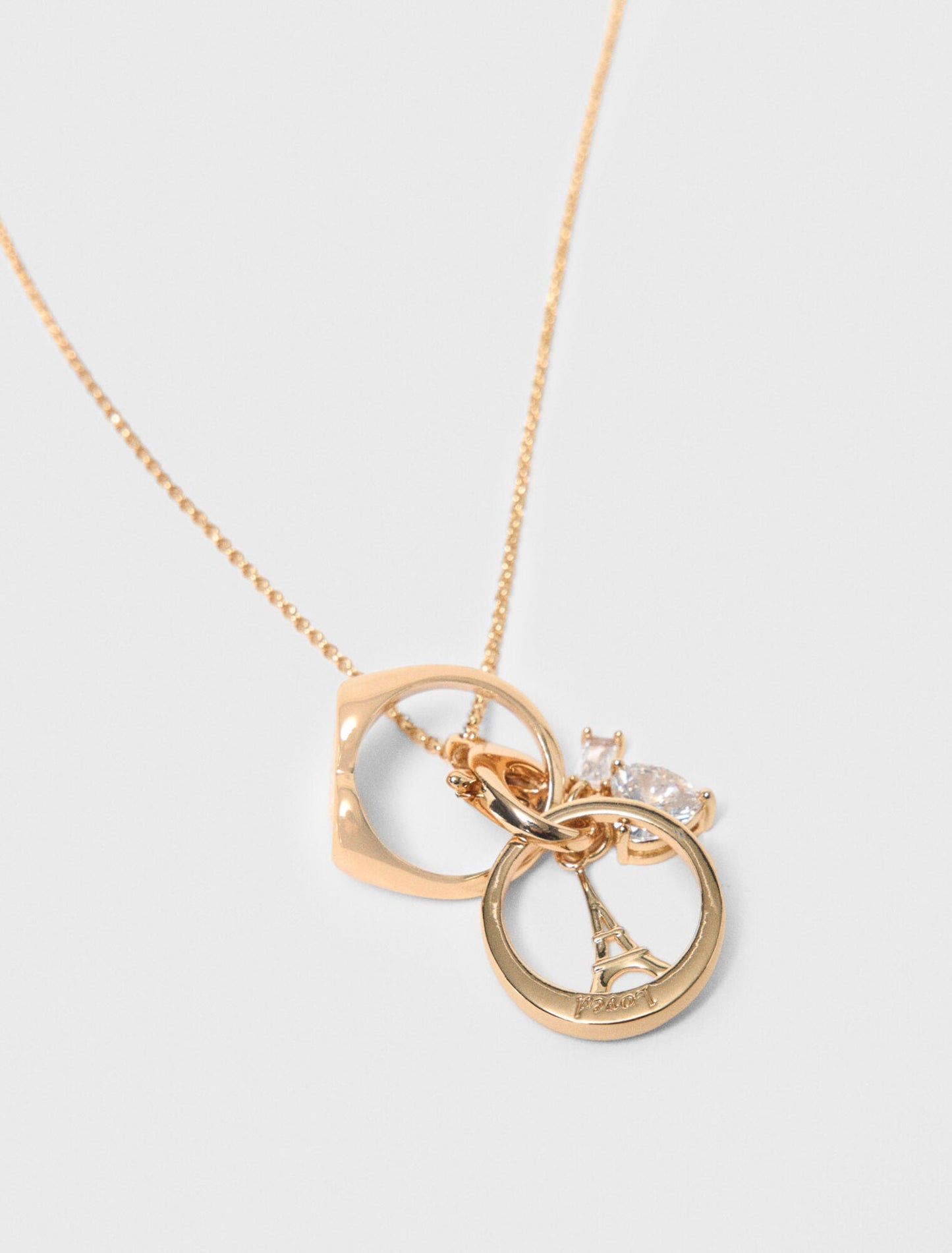 Goldtone Necklace With Ring Details Gold