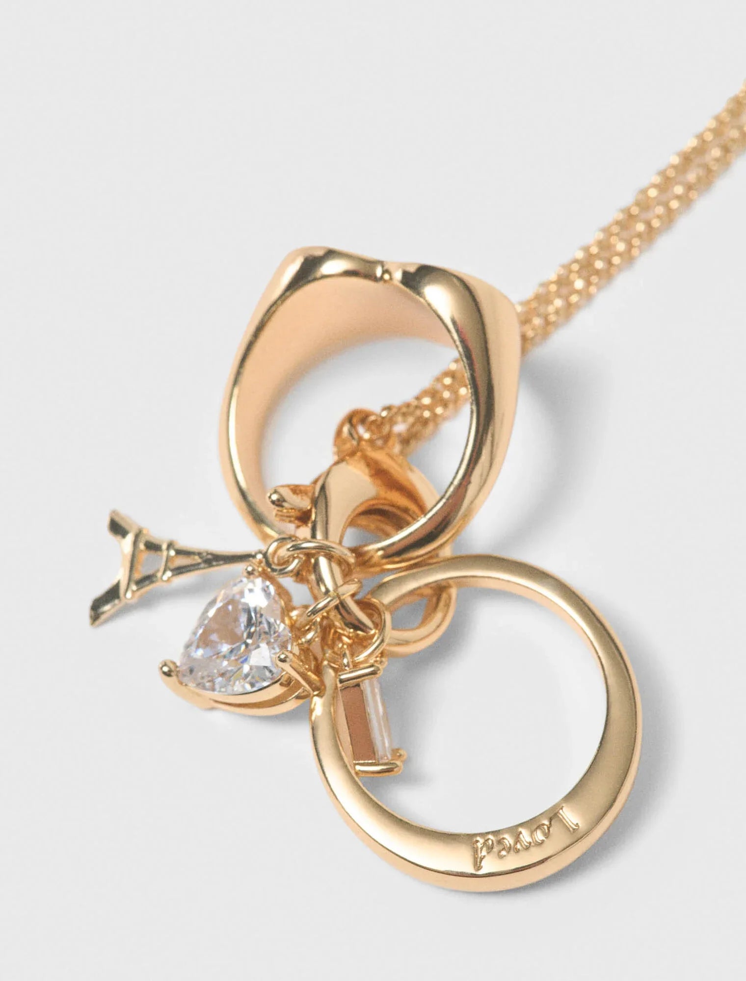 Goldtone Necklace With Ring Details Gold