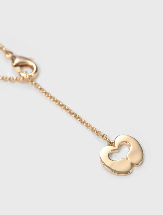 Double Rhinestone Charm Necklace Gold