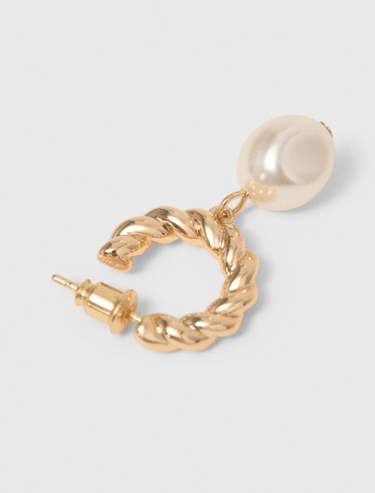 Twisted bead hoop earrings Gold