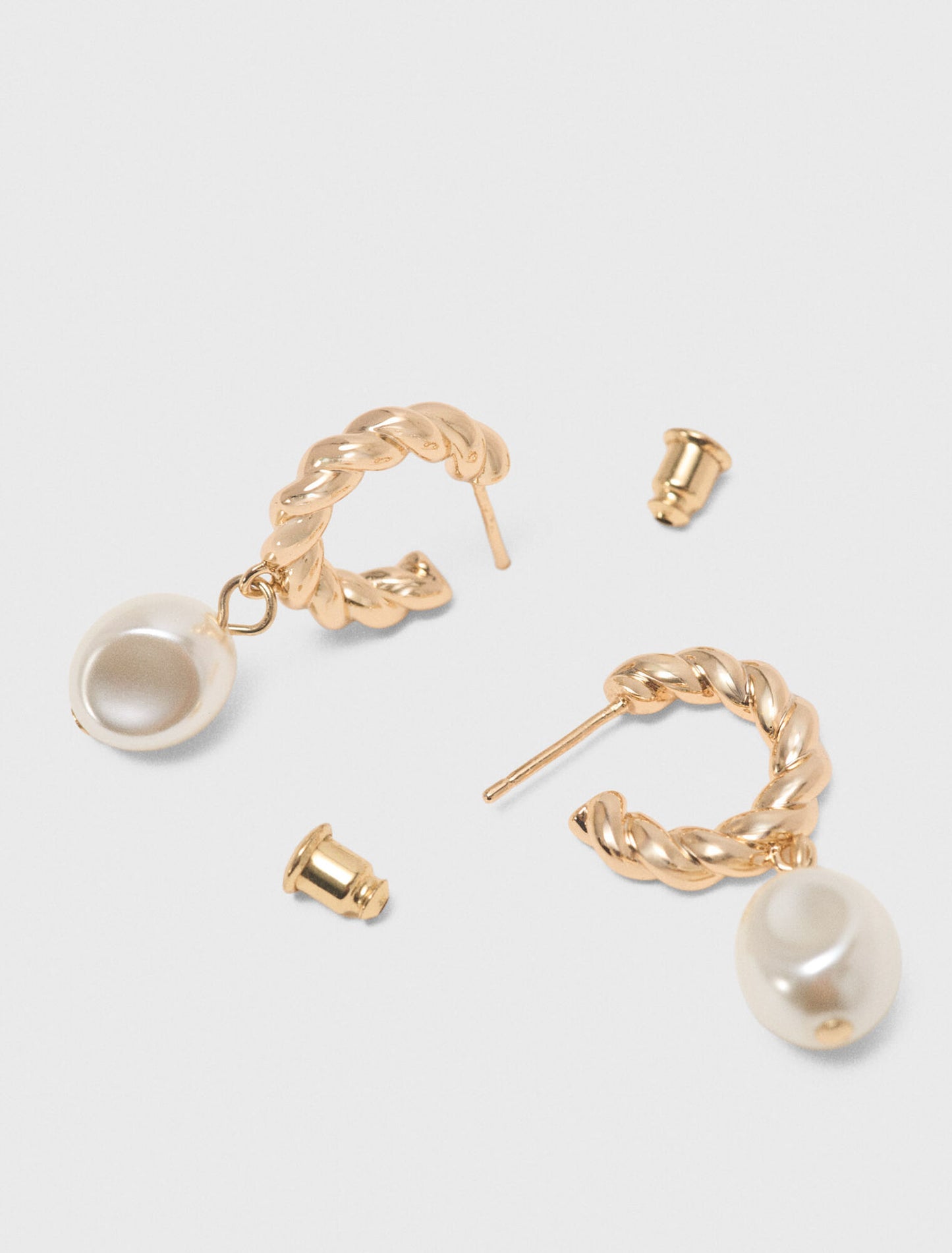 Twisted bead hoop earrings Gold