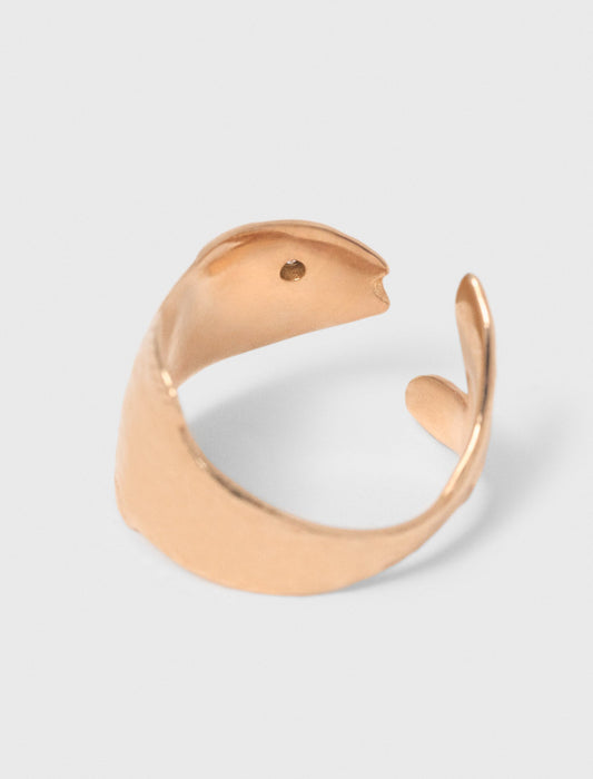 Fish rhinestone ring Gold