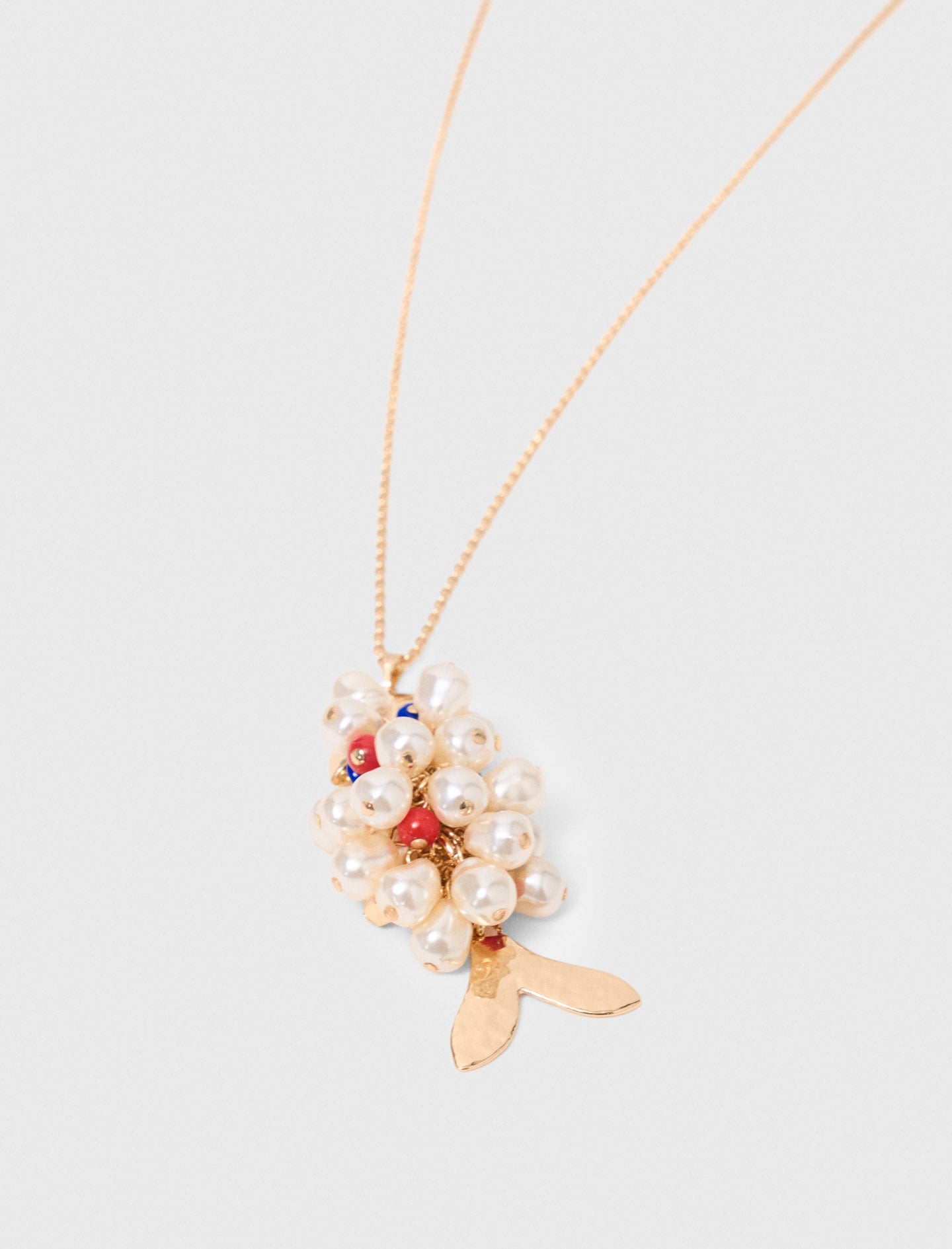 Long beaded fish necklace Gold