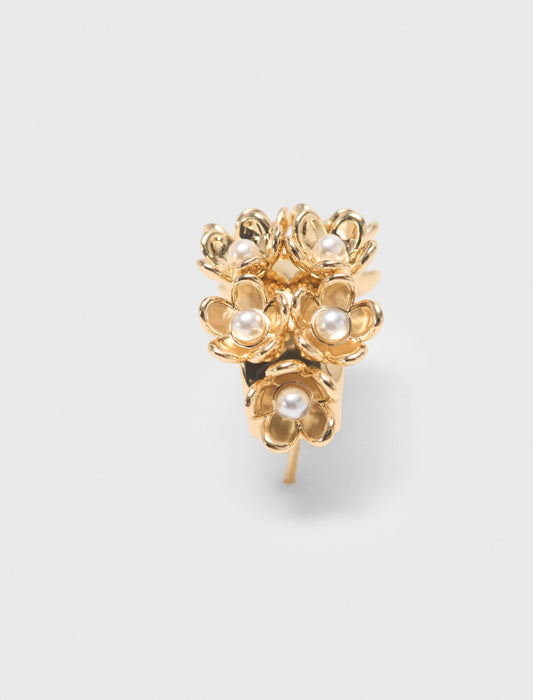 Rhinestone flower hoop earrings Gold