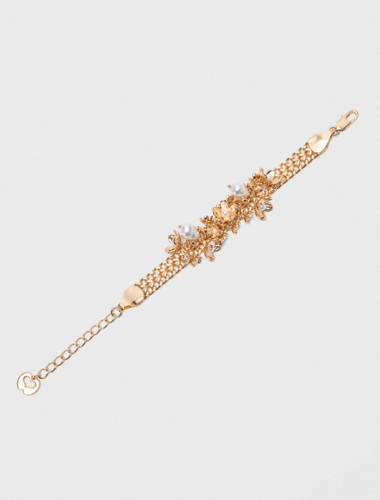 Asymmetric wide chain bracelet Gold
