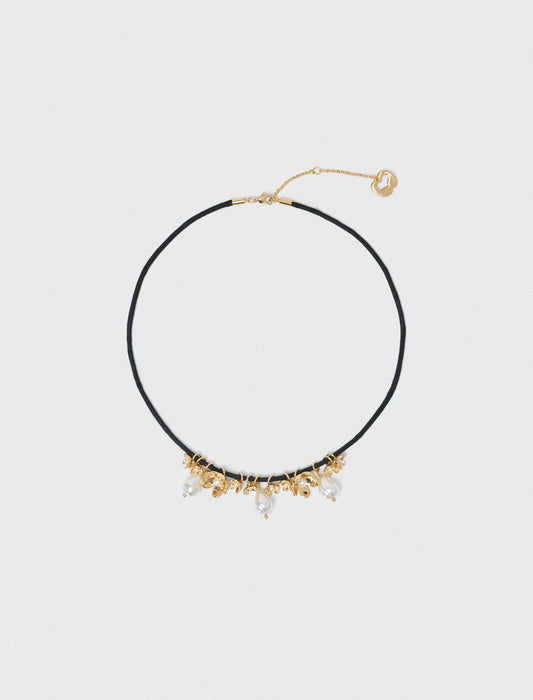 Flower detail cord necklace Gold
