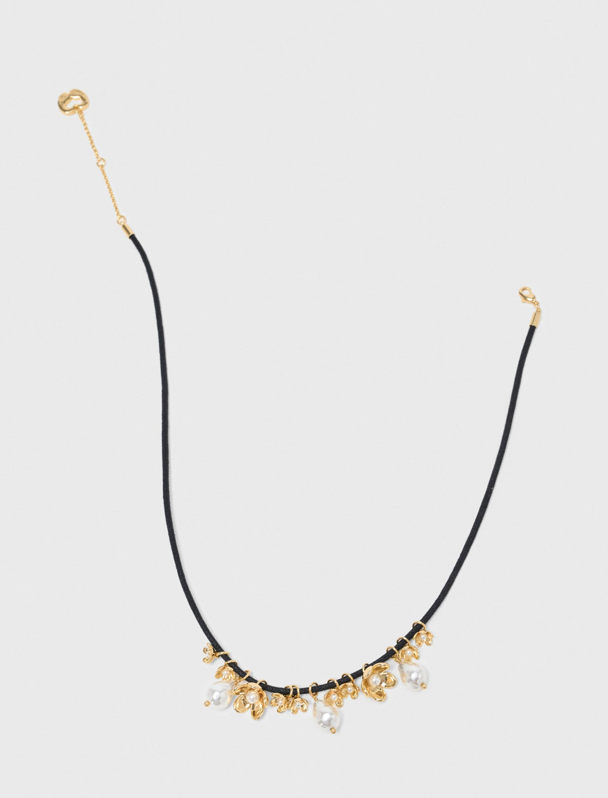 Flower detail cord necklace Gold