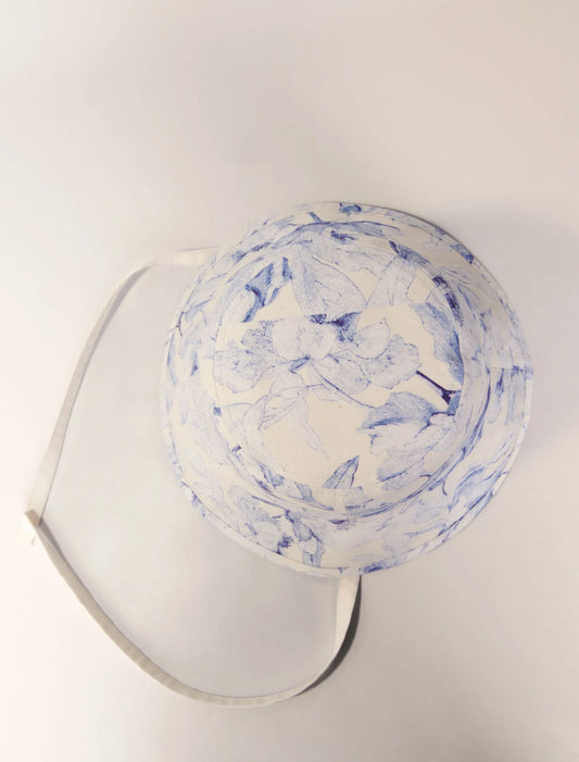 White/Blue-Watercolour themed long bucket hat