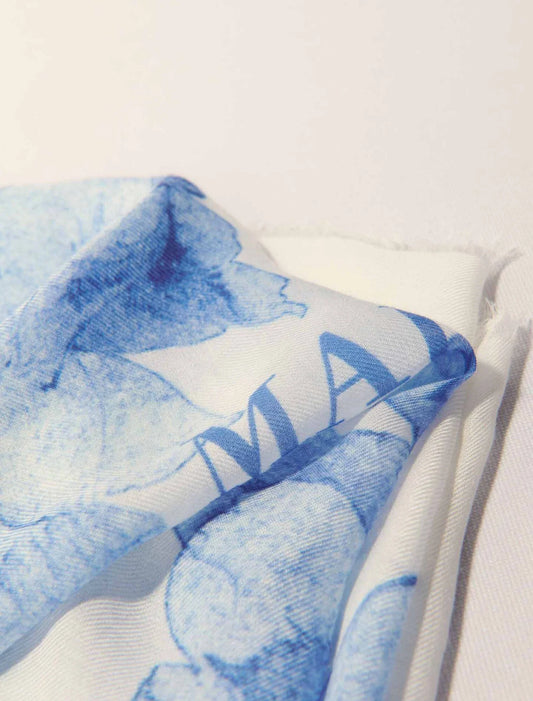 White/Blue-Watercolour theme shawl