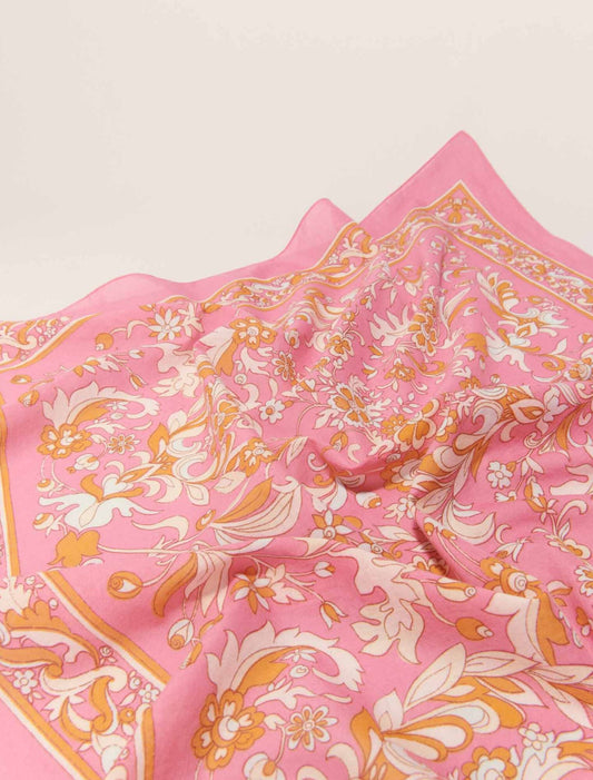 Pink-Floral print scarf