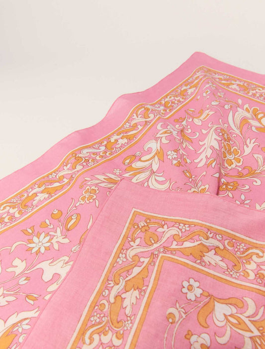 Pink-Floral print scarf