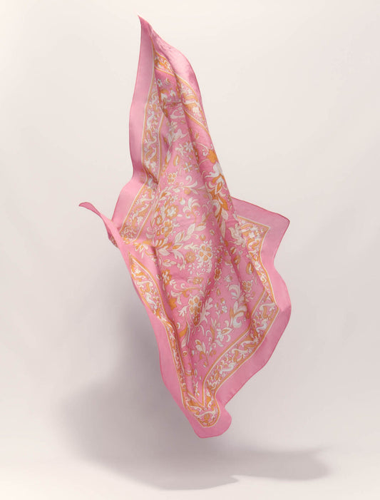 Pink-Floral print scarf