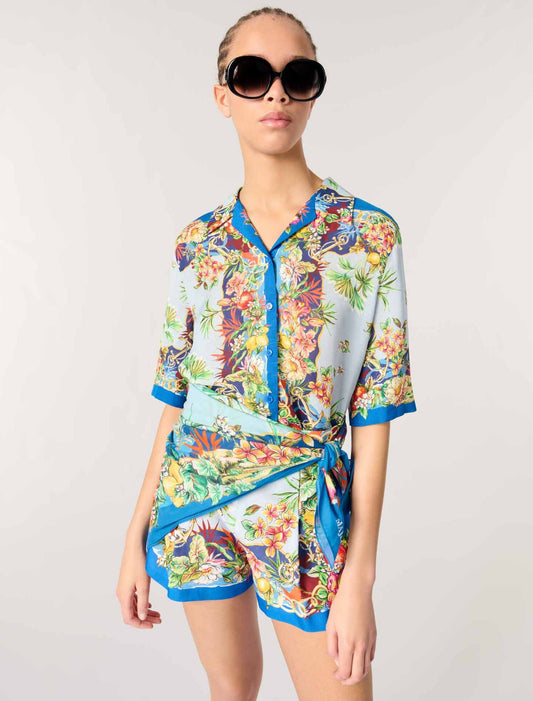 Multicolor floral print-90x90cm square in cotton print