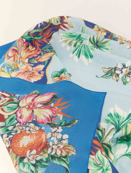 Multicolor floral print-90x90cm square in cotton print