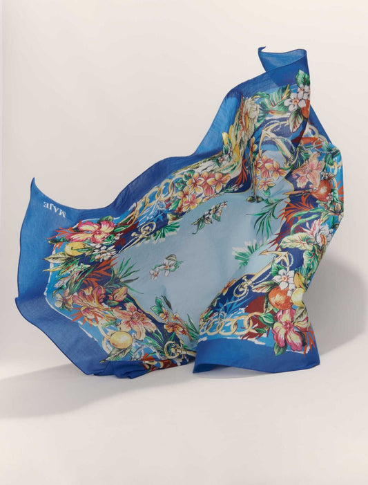 Multicolor floral print-90x90cm square in cotton print