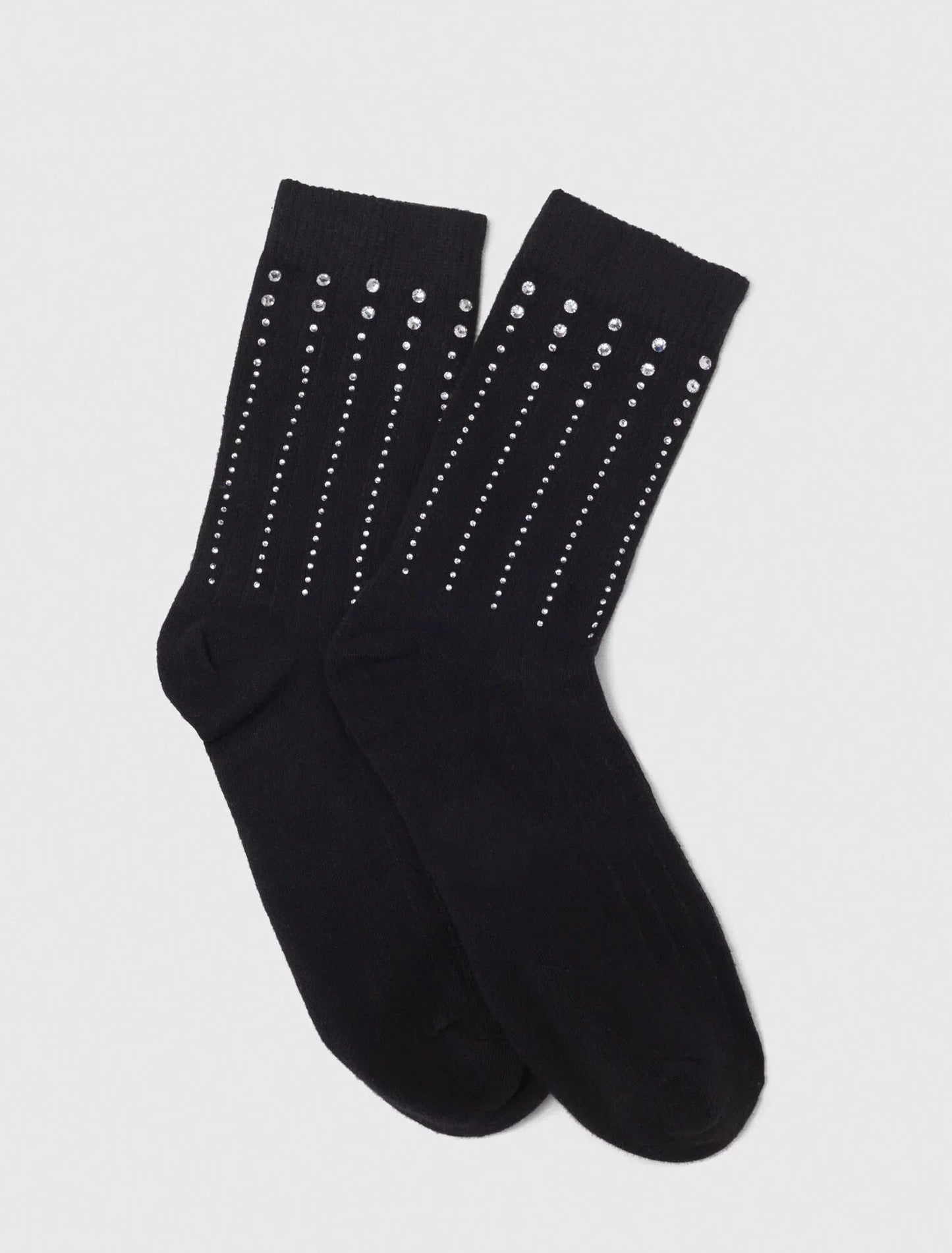 Rhinestone cotton socks Black