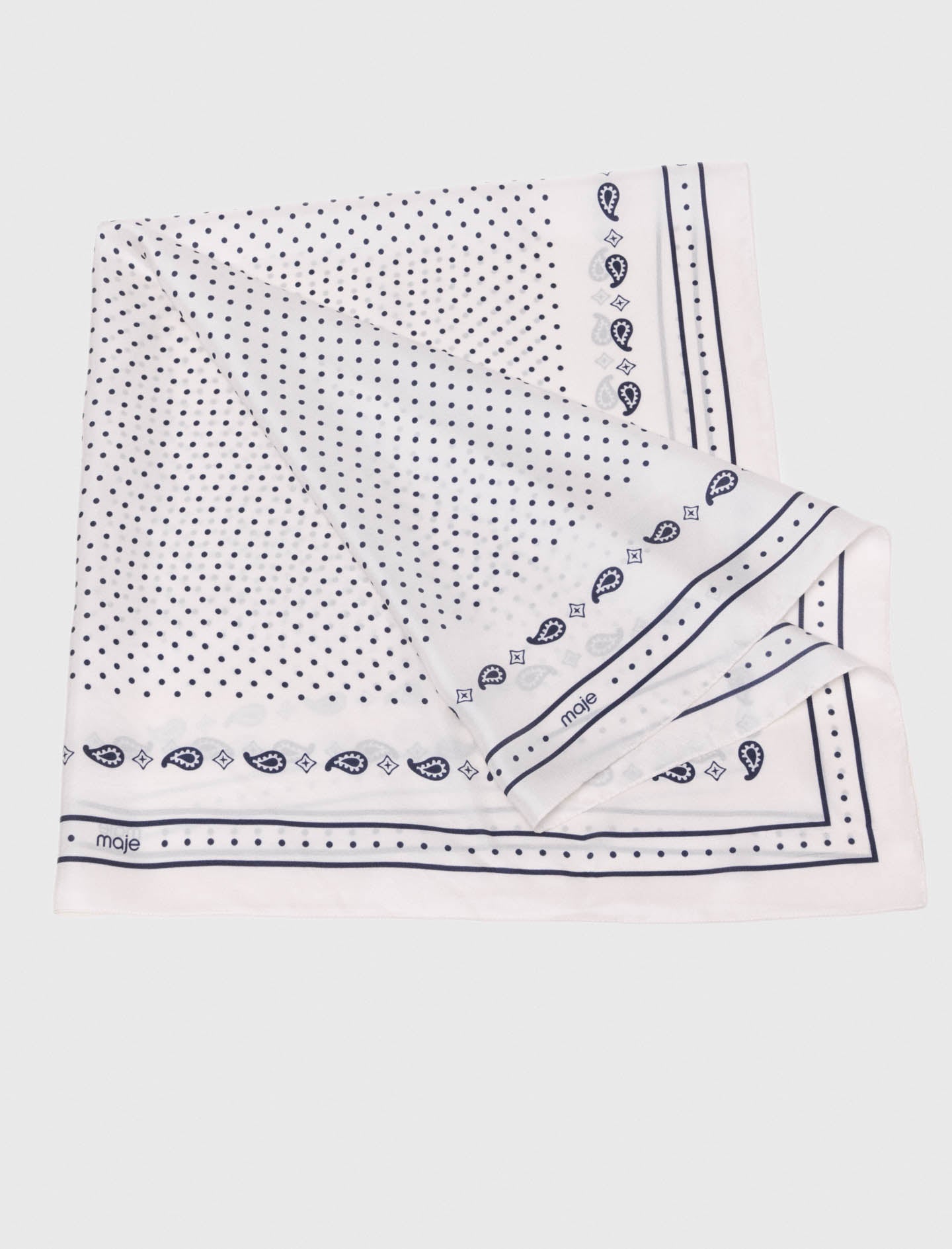 وشاح حريري مطبوع 90 × 90 لون بيج