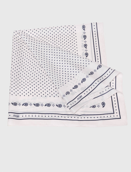 وشاح حريري مطبوع 90 × 90 لون بيج