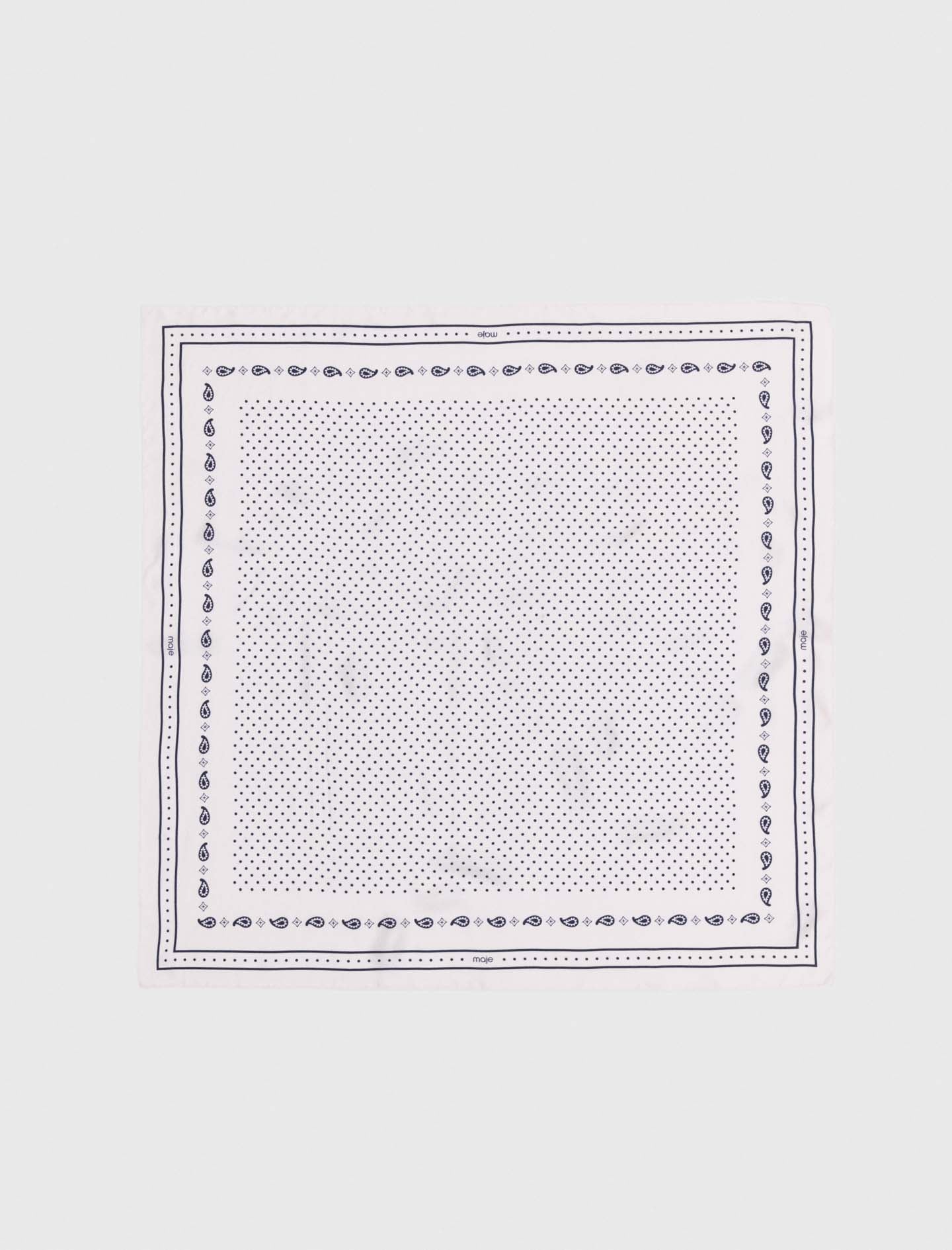 وشاح حريري مطبوع 90 × 90 لون بيج
