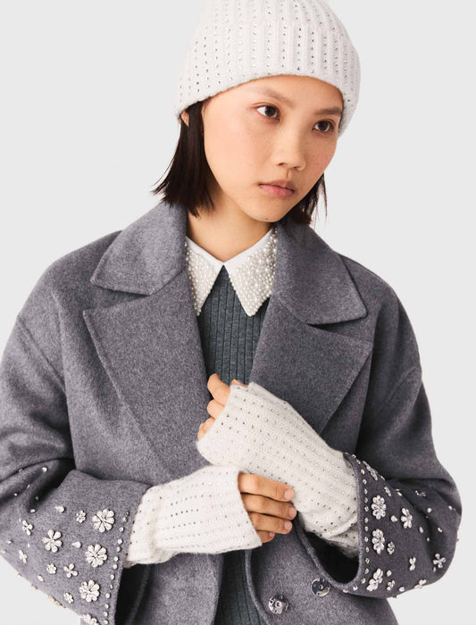 Wool And Rhinestone Hat ECRU