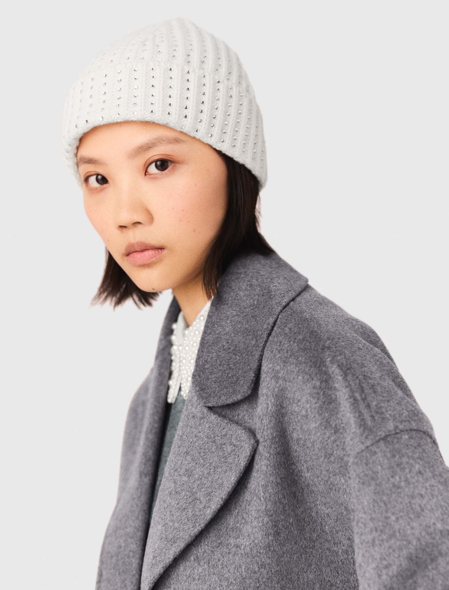 Wool And Rhinestone Hat ECRU