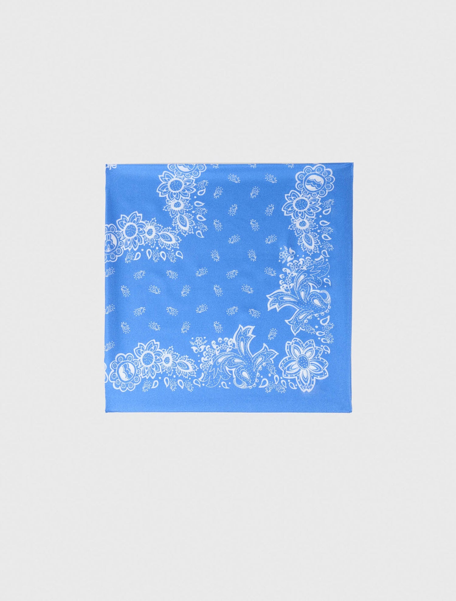 Bandana Print Silk Scarf Light Blue Bandana