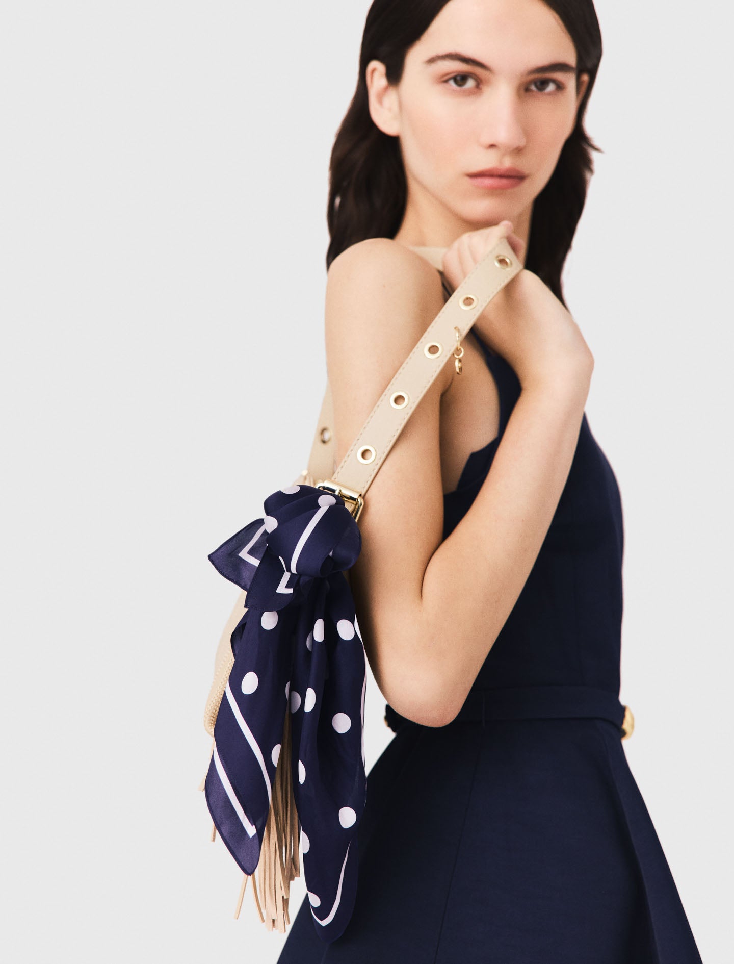 Silk polka dot bandana Navy Dots Print