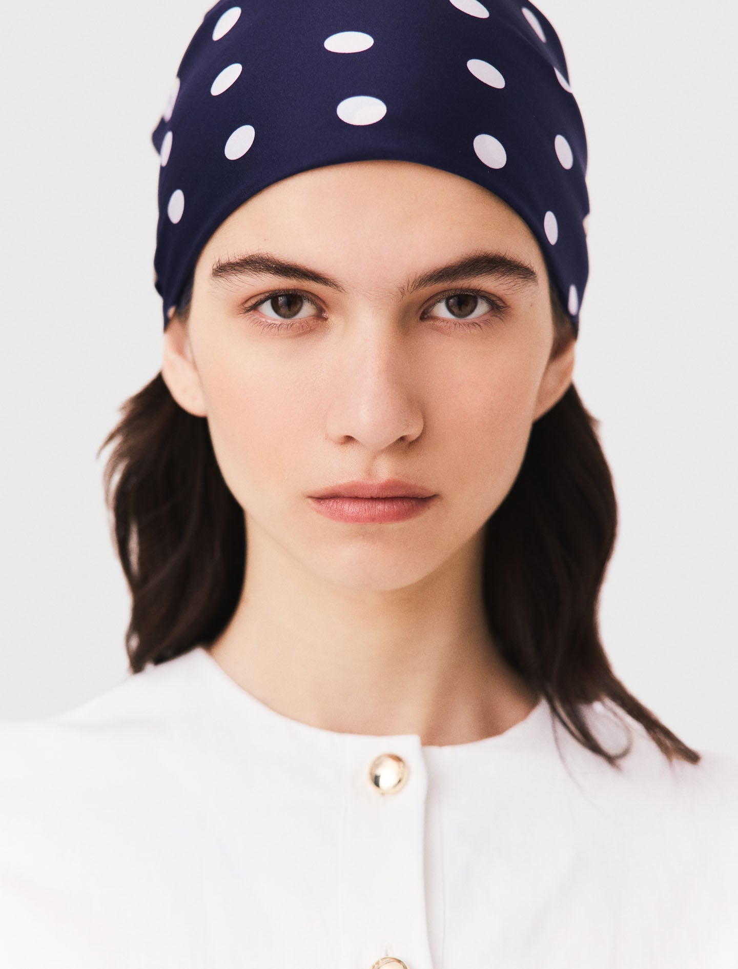 Silk polka dot bandana Navy Dots Print